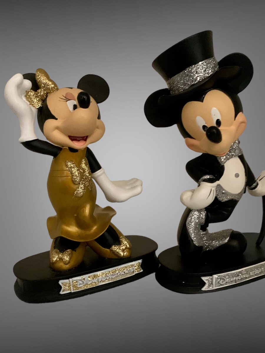 Grande Statue Mickey Mouse En Résine Argentée, 80 Cm De Haut - Décoration Intérieure Stylée